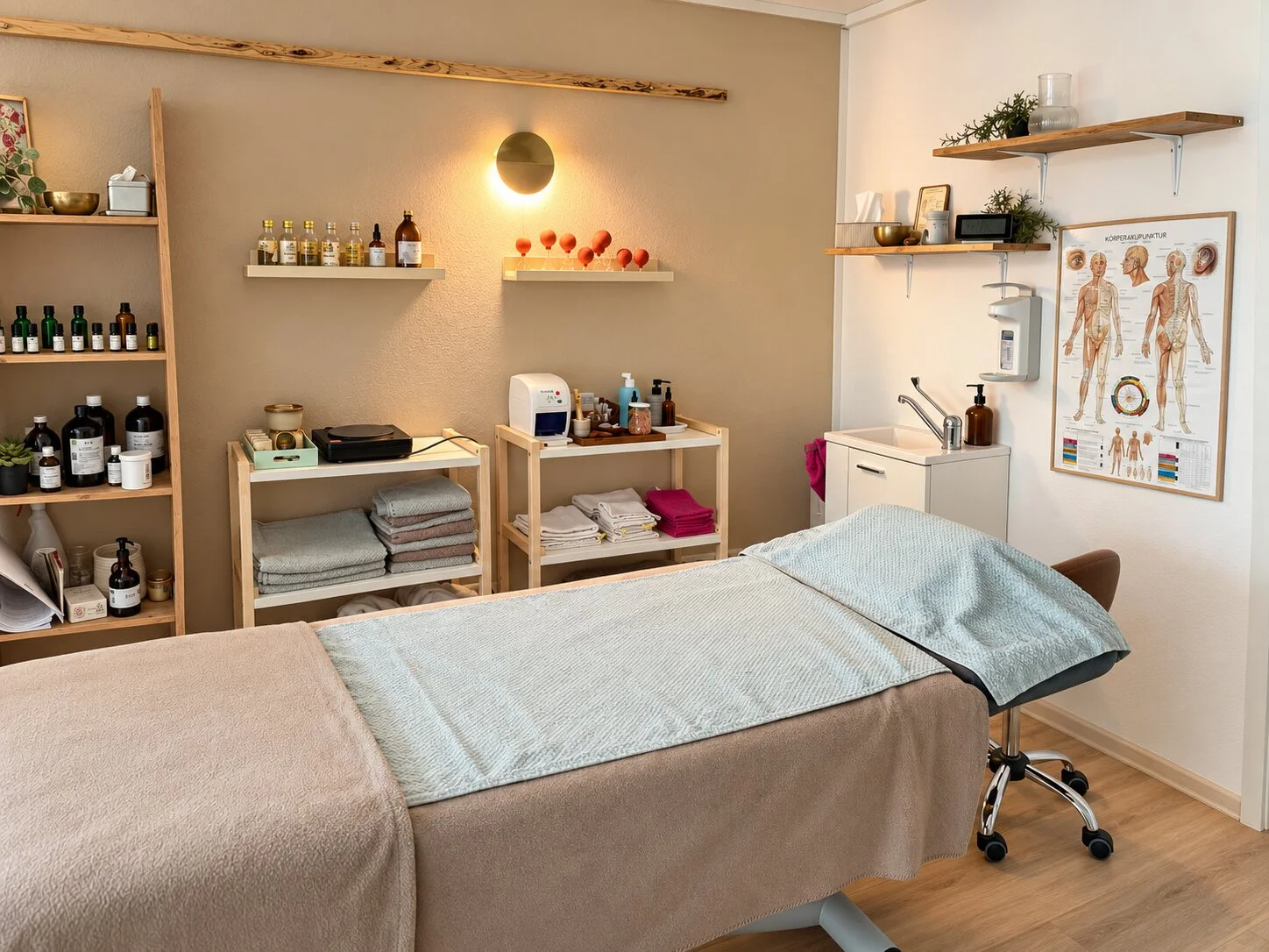Behandlungsraum für ganzheitliche Schmerztherapie und Akupunktur, Praxis Suriya Ingelheim